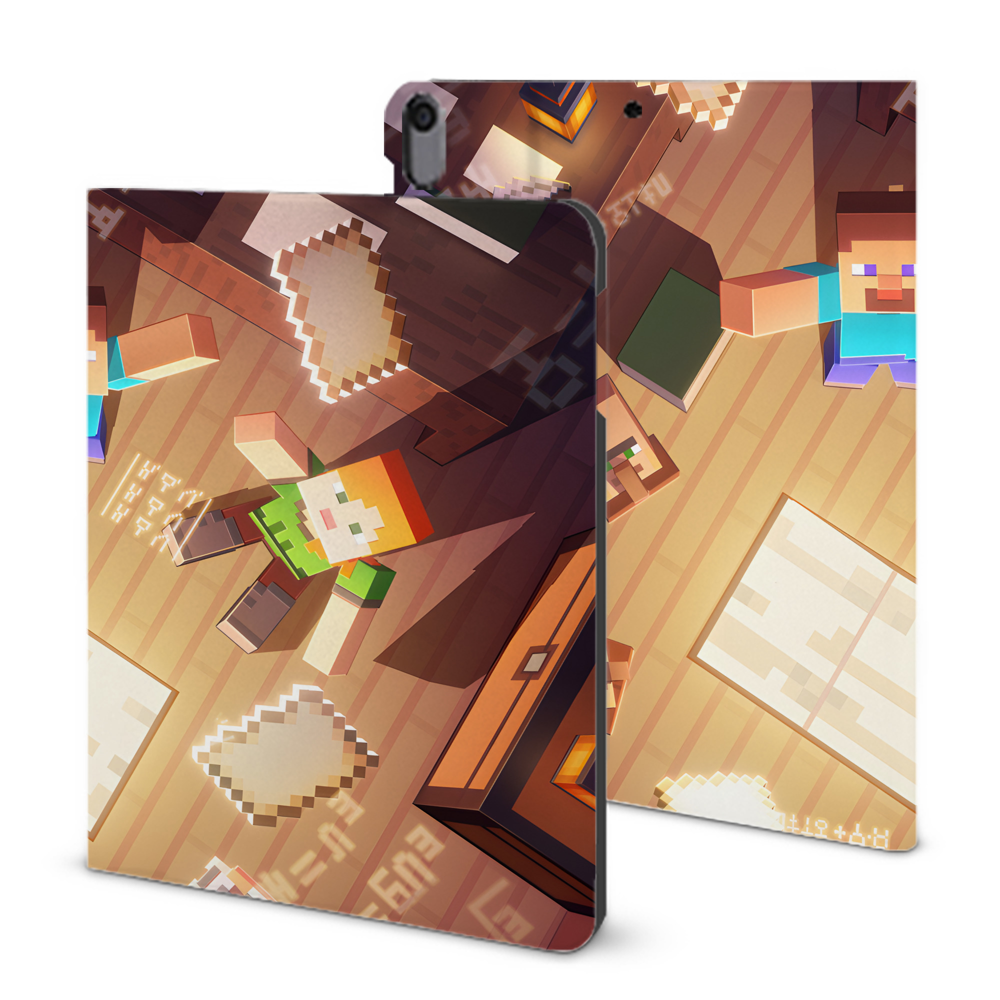 （画像用） マインクラフト ブロックの世界 Minecraft MC Block world IPad ケース ブック型 PUレザー TPU 耐衝撃 軽量 薄型 ペン収納なし 全面保護 IPad 各モデル対応